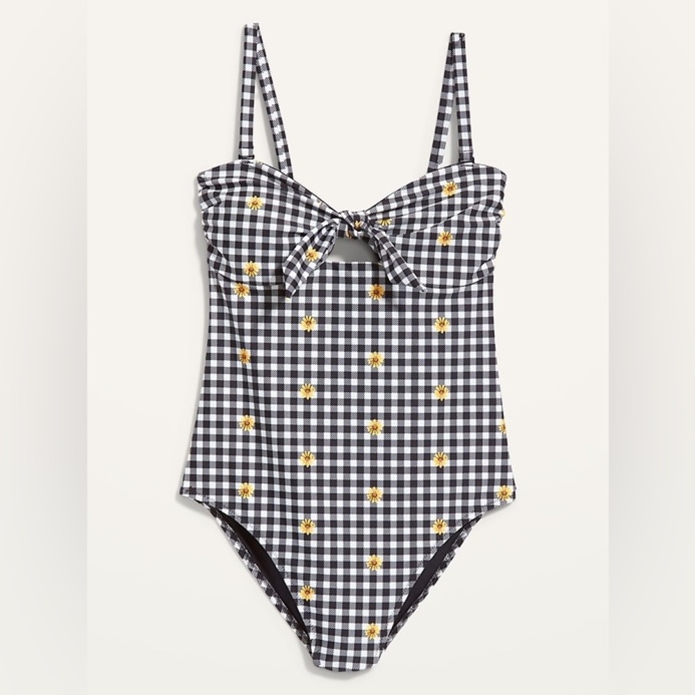 NWT Old Navy Tie-Front Keyhole Bandeau-Style One-Piece Swimsuit for Women
